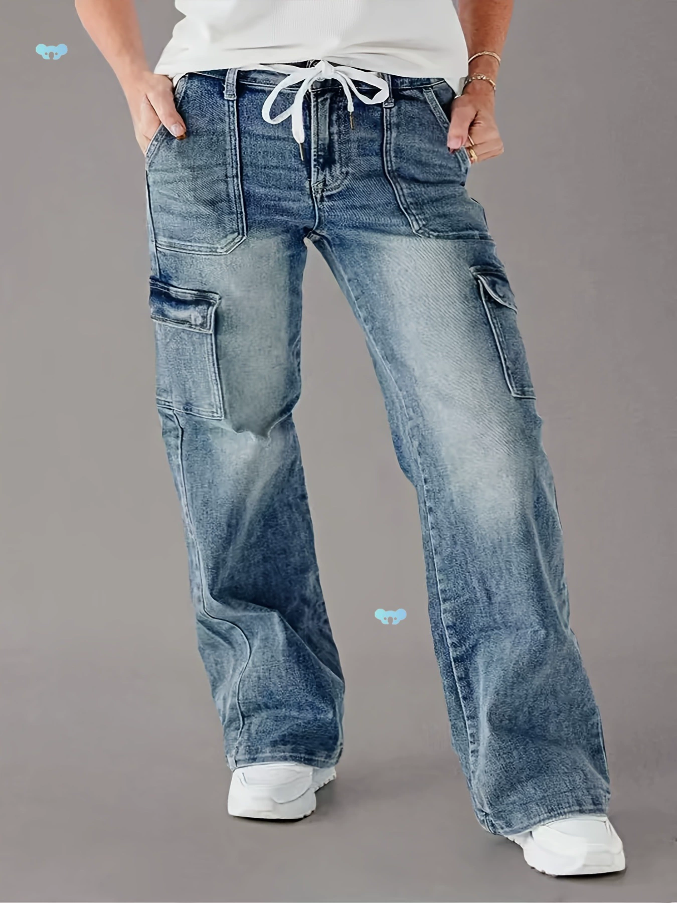 Женские светло-голубые свободные неэластичные рабочие джинсы для кросс-бордерной торговли