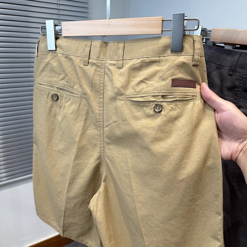 High-End Men's Double-Pleated Solid Color Suit Shorts 2026 Summer New Style Casual Versatile Straight-Leg Pants High-End Men's Double-Pleated Solid Color Suit Shorts 2026 Summer New Style Casual Versatile Straight-Leg Pants
