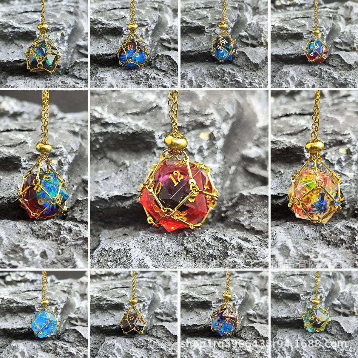 D20 Resin Dice Pendant DND Dungeons & Dragons Metal Dice Necklace Csuru Running Group Polyhedron Ches