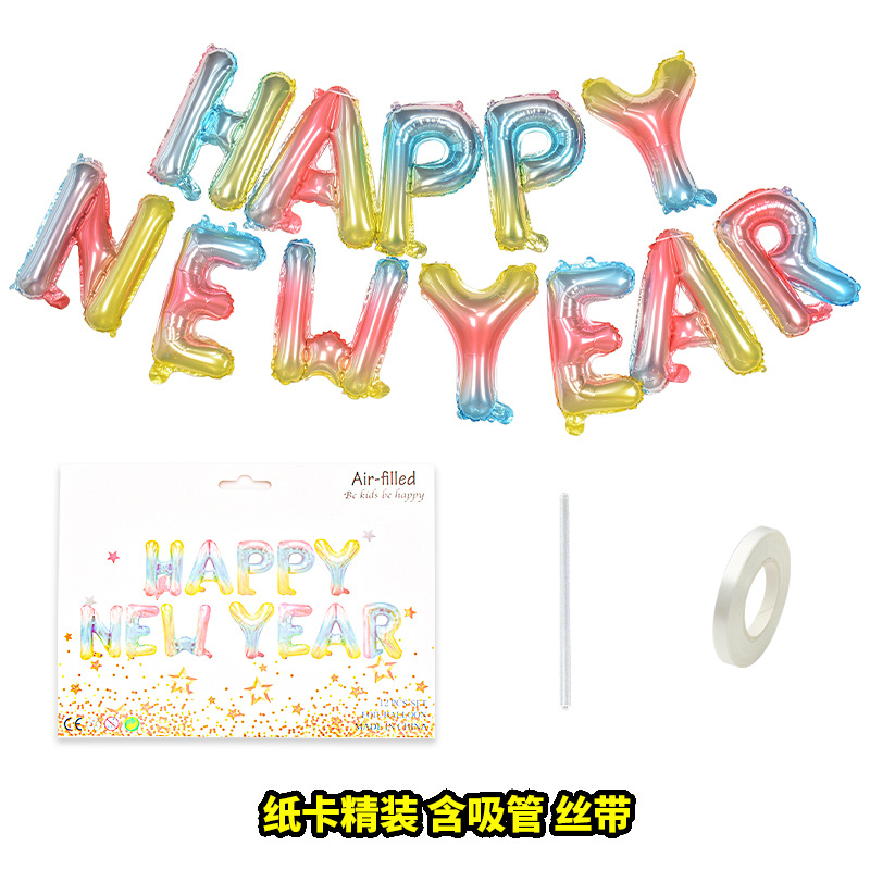Feliz Año Nuevo carta globo 16 pulgadas happynewyear globo de película de aluminio Año Nuevo decoración de Año Nuevo globo