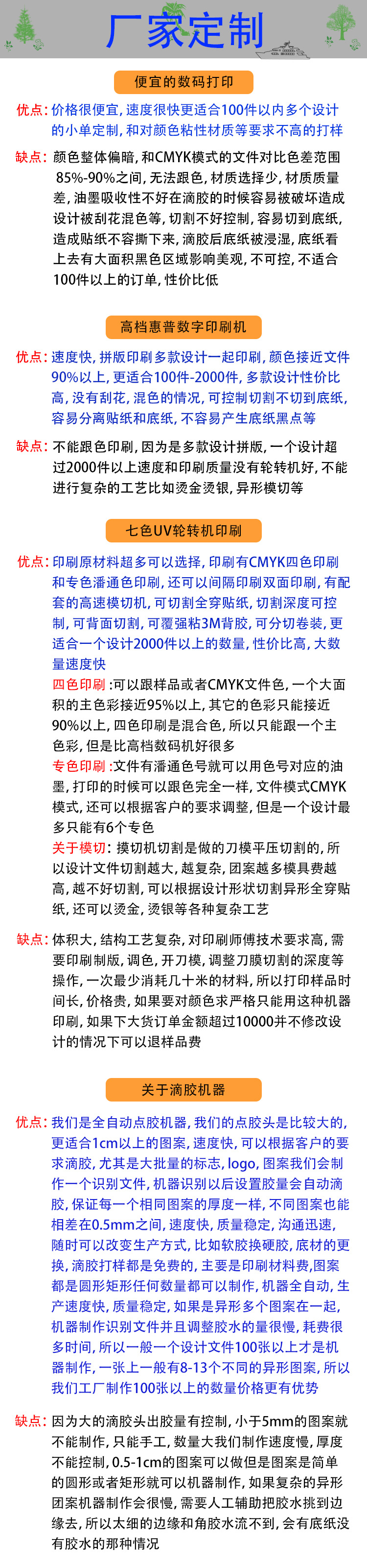 不同印刷机器的对照