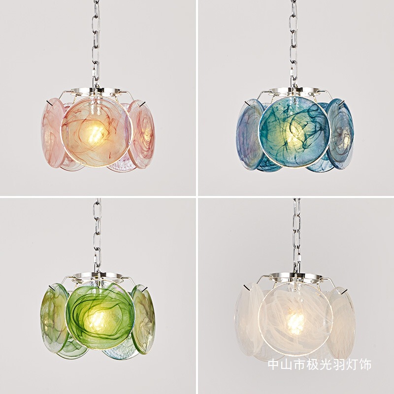 Murano Handmade Glass Bedroom Bedside Small Pendant Light French Vintage Light Luxury Decorative Hallway Bar Lamp