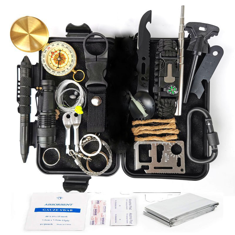 Camping vehicle outdoor life treasure box survival tool set multi…