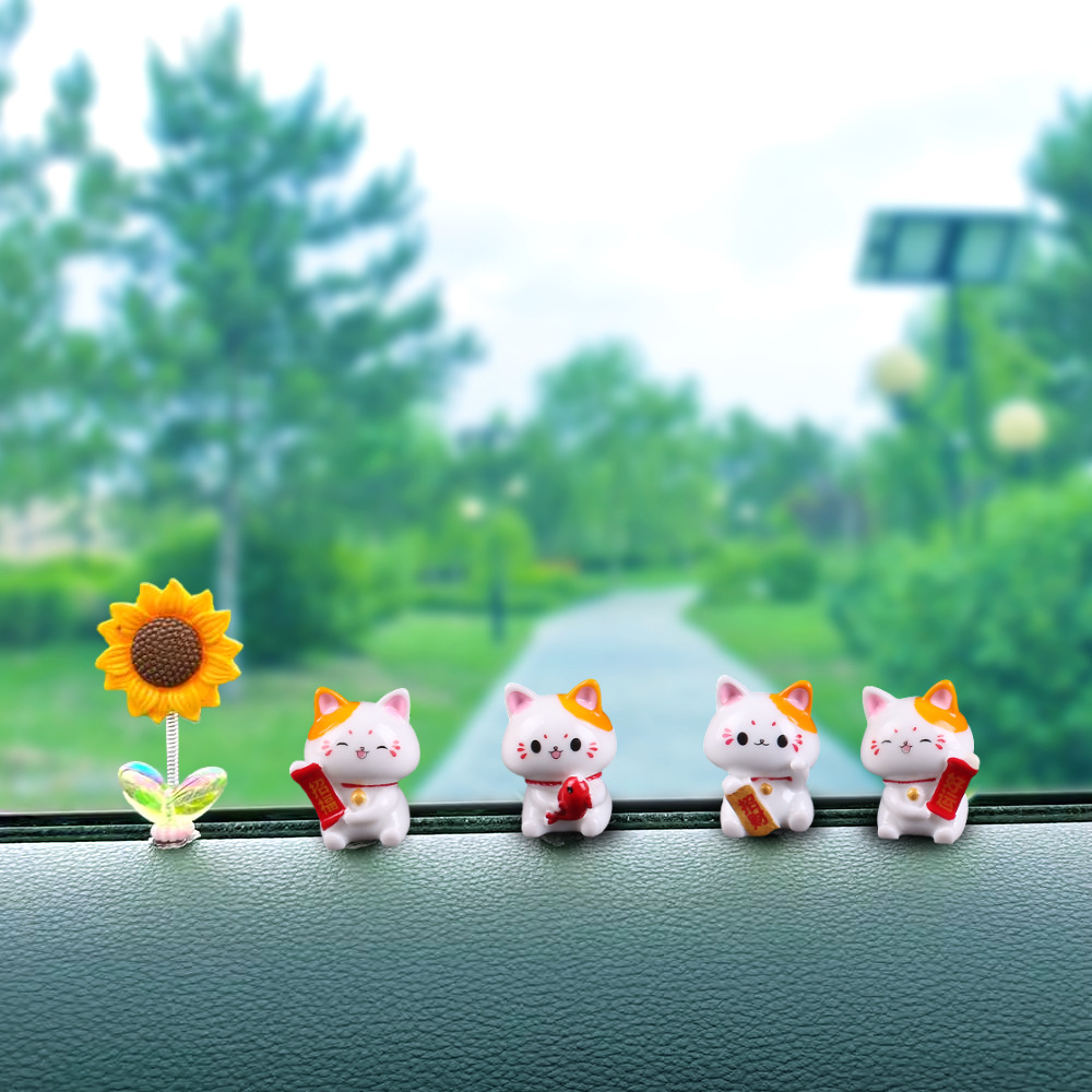 2023 decoración de coche lindo gato consola central decoración coche eléctrico escritorio interior adornos de coche adorno resina dibujos animados