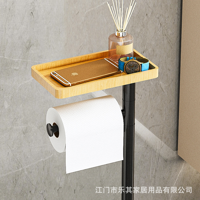 Estante de papel enrollado de piso transfronterizo, estante de toallas de papel vertical sin perforación para el hogar, estante de acabado de papel higiénico multiusos