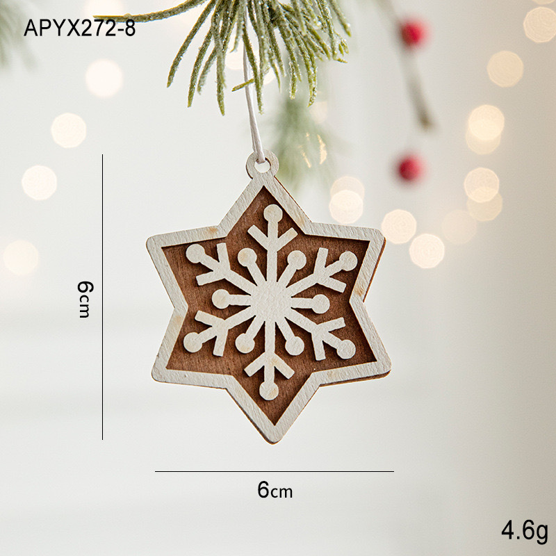 クリスマス北欧木製彫刻雪花サンタクロースクリスマスツリーペンダントホーム装飾ペンダントペンダント|undefined