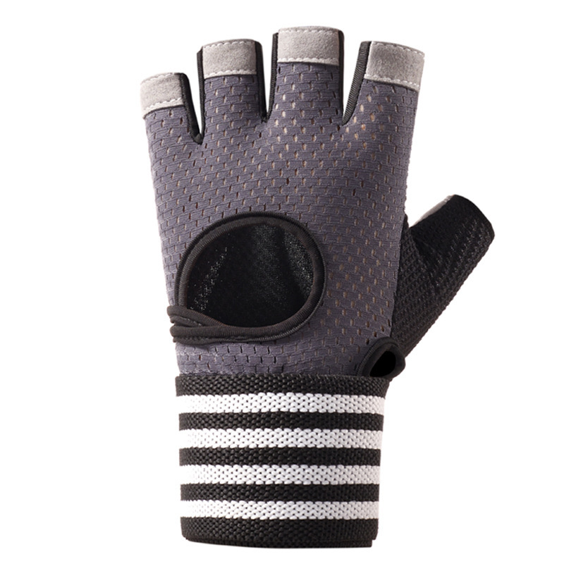 Guantes deportivos de acondicionamiento físico protector de muñeca entrenamiento antideslizante transpiración medio dedo de verano nuevo guante unisex image 8