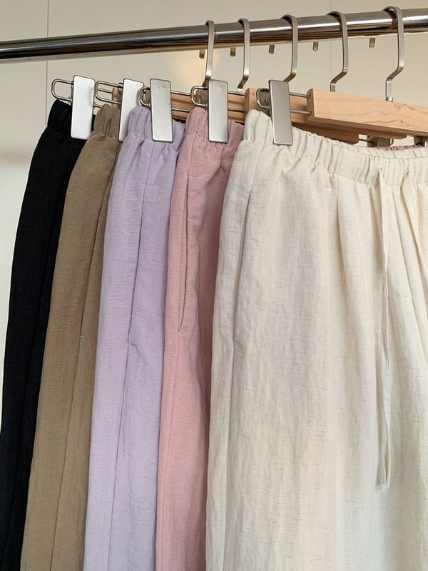 ホットな新しいリヨセルテンセルコットンとリネンのワイドレッグパンツ、ハイウエスト、ゆったり、通気性、カジュアル、ストレートレッグ、スリム、フロアレングスパンツ|undefined