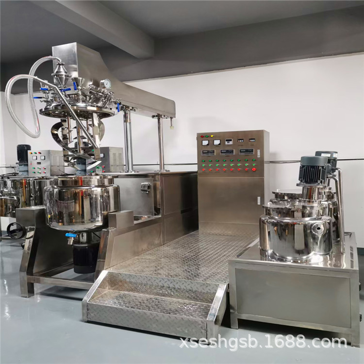 二手牙膏、膏霜真空乳化机 高剪切乳化机 液压升降化妆品乳化机组