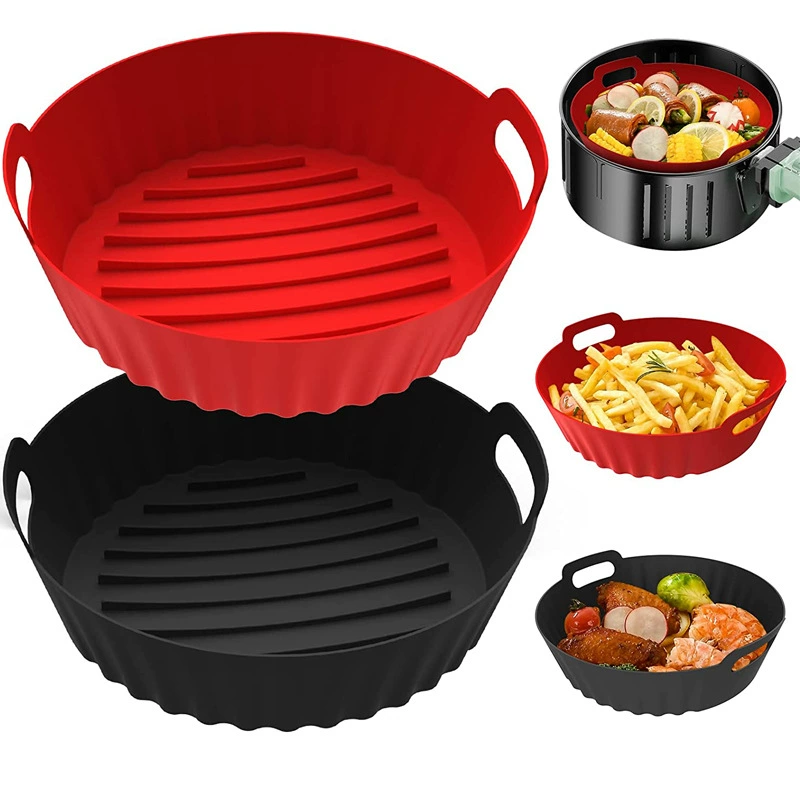 ✅Cross-border round baking silicone baking pan mat foldable high temperature resistant silicone bowl air fryer silicone