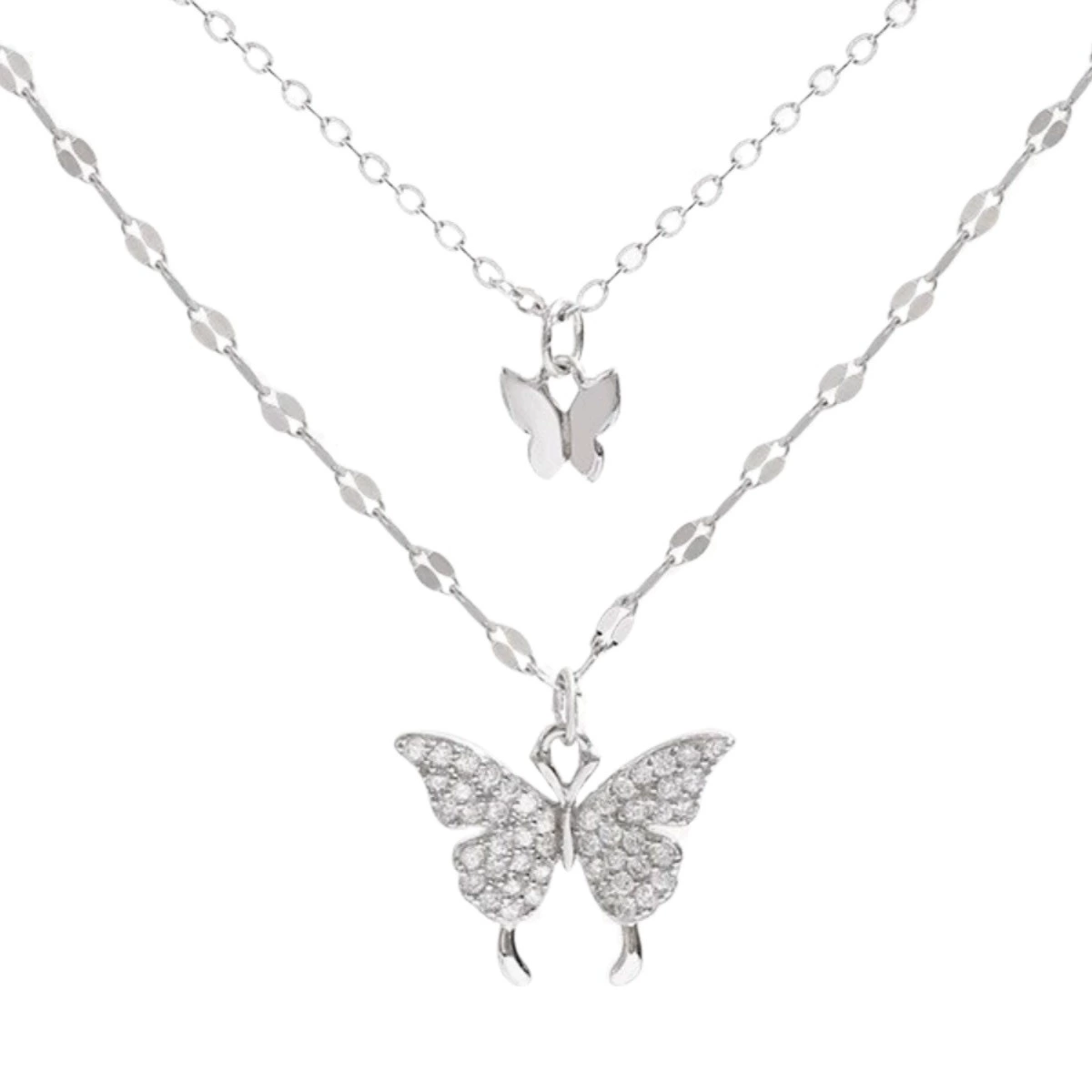 Двухслойное ожерелье-бабочка, женское ожерелье, нишевый темперамент, простой 2023 Новый передовой дизайн, титановая сталь, не выцветает