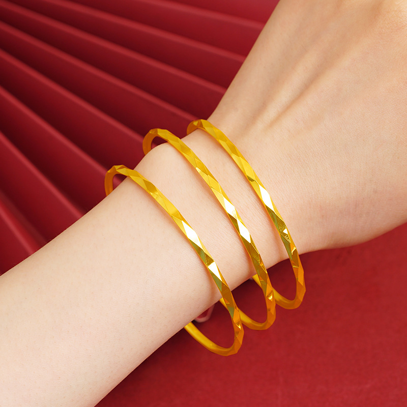 Nueva pulsera brillante en forma de diamante en bruto y deslumbrante pulsera de aleación de cobre para mujer superficie de corte geométrico multi-tamaño opcional suministro directo de fábrica