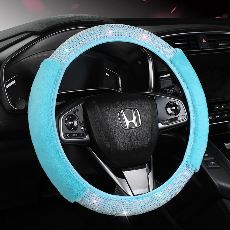 Cubierta del volante del coche del anillo no interno de la felpa transfronteriza cuatro estaciones flash universal Diamante completo diamante antideslizante cubierta de la manija del coche en stock