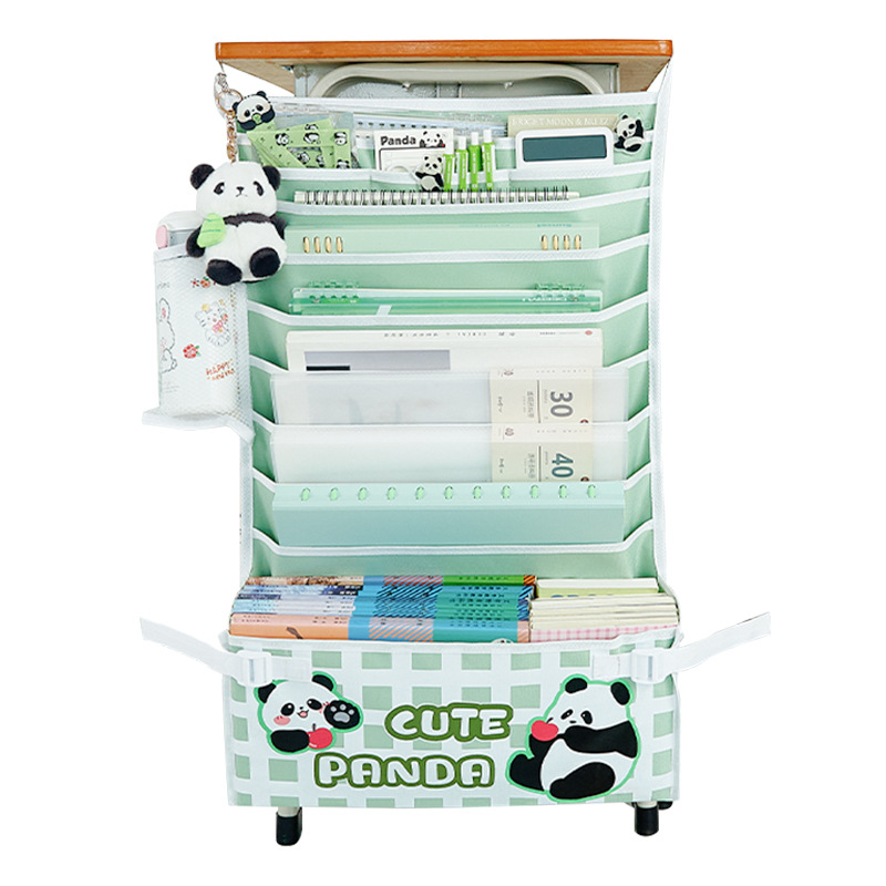 Lindo Panda bolsa de libros de almacenamiento de escritorio estudiante aula Escritorio de almacenamiento artefacto nuevo estudiante de secundaria escritorio bolsa colgante