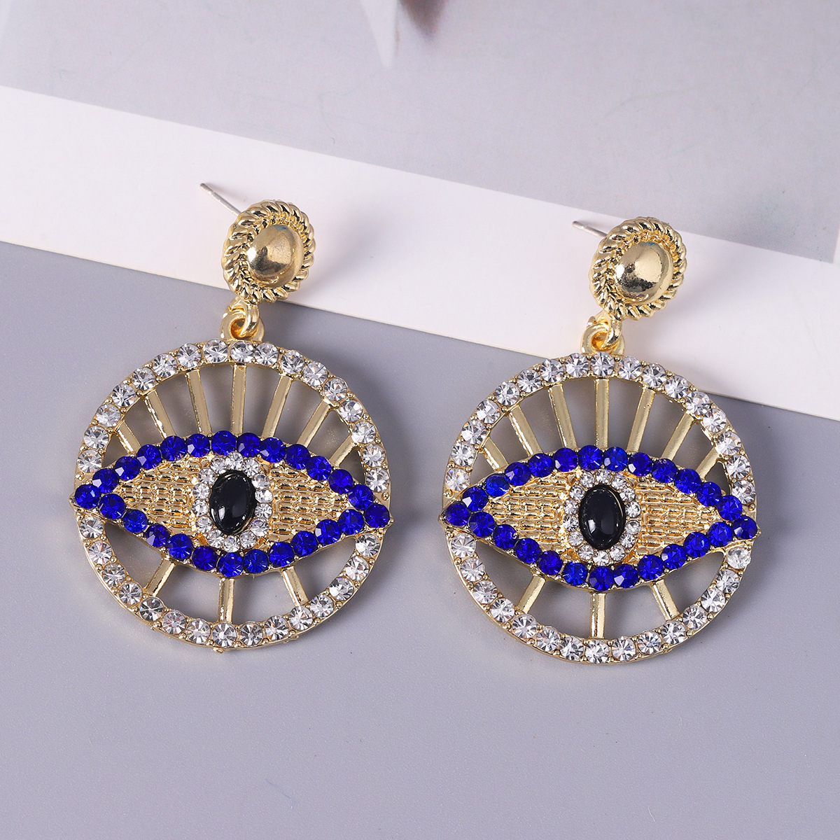 Fashion Devil's Eye Alloy Diamond Rhinestones Drop Earrings display picture 3