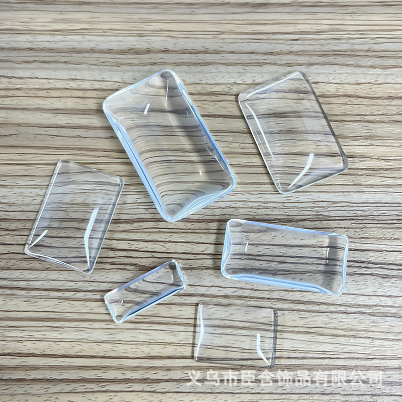 长方形时光宝石玻璃贴片DIY方形饰品配件水晶冰箱贴ins风奖章