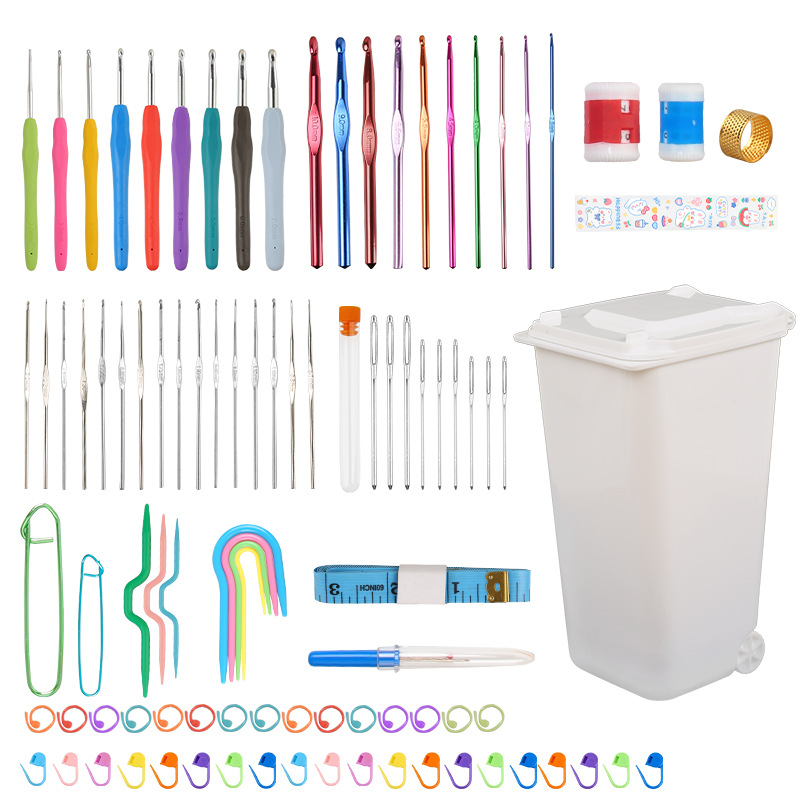 Amazon crochet traje color TPR suave mango de aluminio crochet combinación DIY lana tejer crochet barba bolsa traje