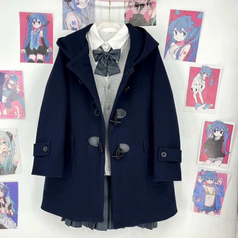 Оригинальное шерстяное пальто осеннее и зимнее школьное платье колледжа