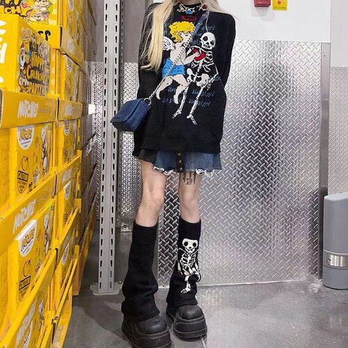 Japanese-style JK crew socks knitted sock garter student cute girl warm winter cold wide-leg trumpet ankle socks