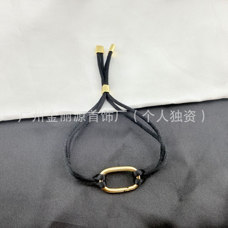 Pandora Silver-Plated Openable Chain Link Woven Bracelet in Black Gold, Stackable, Vacuum Electroplated with 14K Gold for Color Retention Pandora Silver-Plated Openable Chain Link Woven Bracelet in Black Gold, Stackable, Vacuum Electroplated with 14K Gold for Color Retention