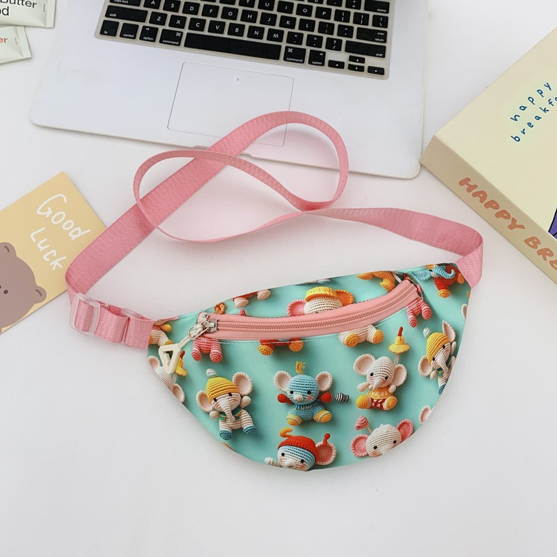 Cartoon Cute Graffiti Bear Bolso de pecho para niños y niñas Estilo occidental Impresión tridimensional Bolso de mensajero para bebés Nuevo estilo Riñonera para niños