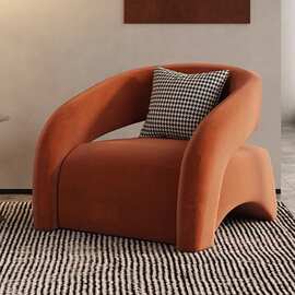 网红单椅客厅懒人单人沙发休闲椅轻奢弧形阳台椅小户型老虎椅极简