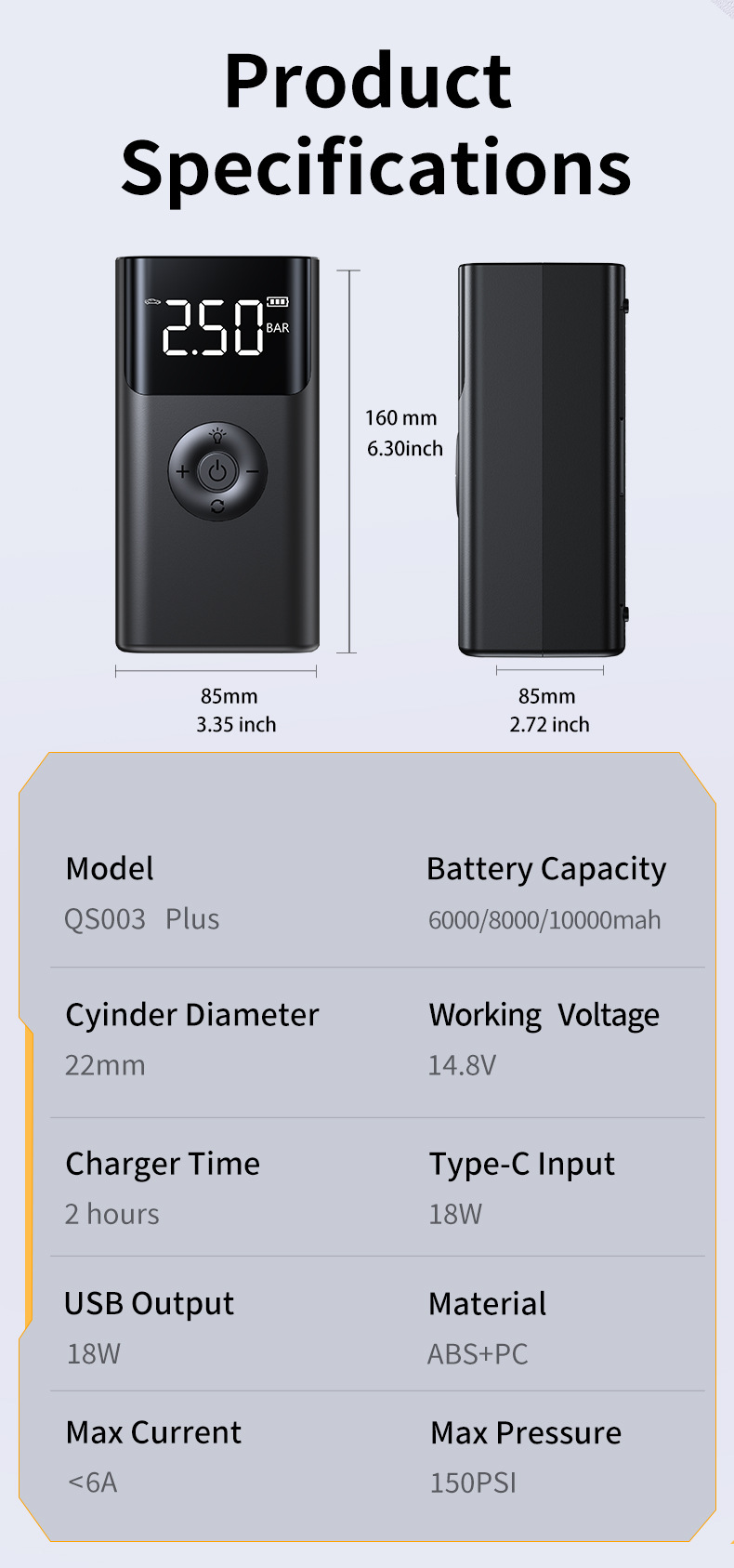 Car Emergency Start-Up and Inflation Multi-Function All-In-One Device, Power Bank Tire Inflator, Emergency Lighting Power Bank