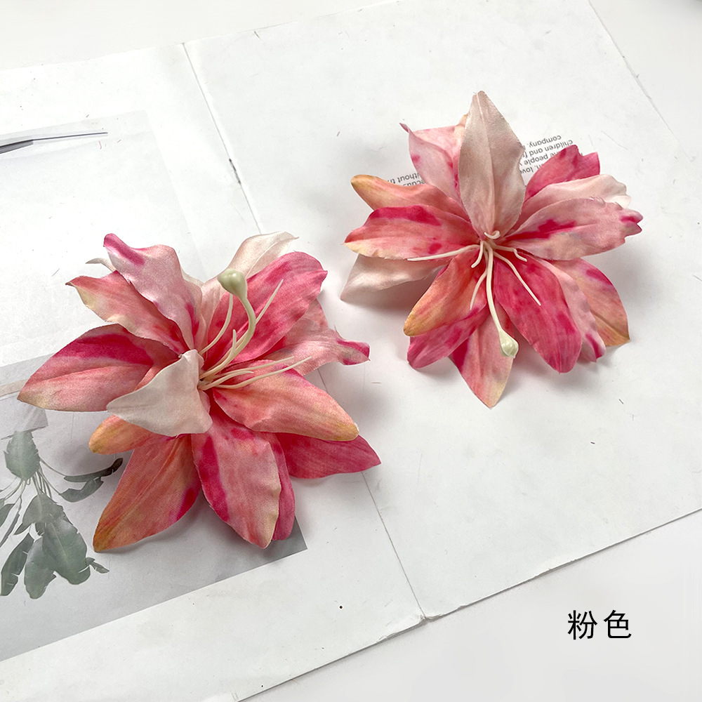 Impresión de simulación de flores de lirio hechas a mano DIY pinzas de flores material de tocado paquete de accesorios de flores adornos de fotografía