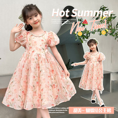 Little Girl Floral Print Dress Summer 2024 New Kids Large Girls Women Summer Dress Little Girl Summer Princess Dress