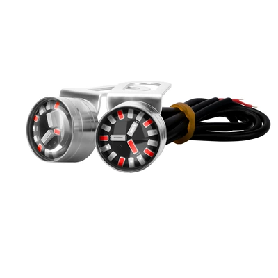 License plate lamp Flash Light, Modified Led Eagle - three-color-mirror-light-flash-silver-shell-2-piecesset