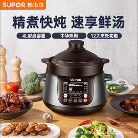苏泊.尔电炖锅3-5陶瓷炖蛊智能砂锅大容量煲汤锅5中华炽陶塑料