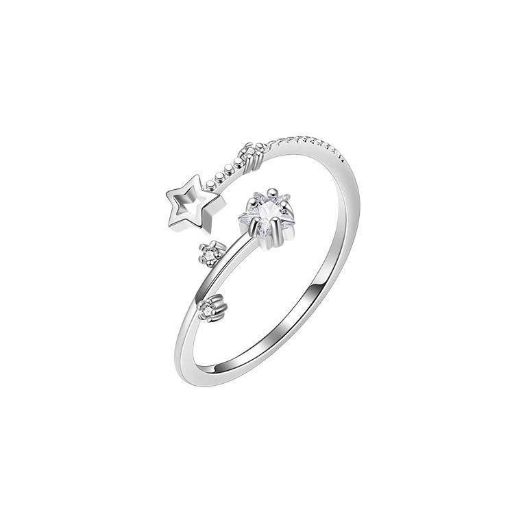 925銀メッキ星指輪女軽豪華個性開口戒ins冷淡風指環小衆アクセサリー