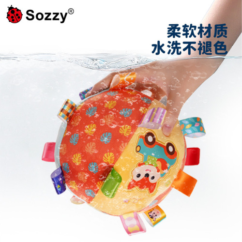 Sozzy Newborn Exercise Grab Rattle Plush Soothing Baby Puzzle Hand Grab Ball Baby Toy Rattle Ball