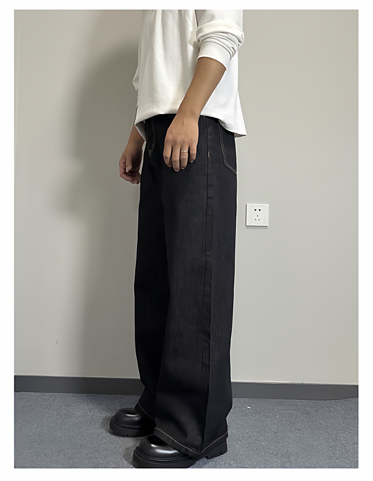 Men's Raw Color Denim Jeans 2026 Spring/Autumn American Style Loose Straight Leg A-Line Wide Leg Pants Trendy mid Waist Long Non-Stretch_mkmklike.com