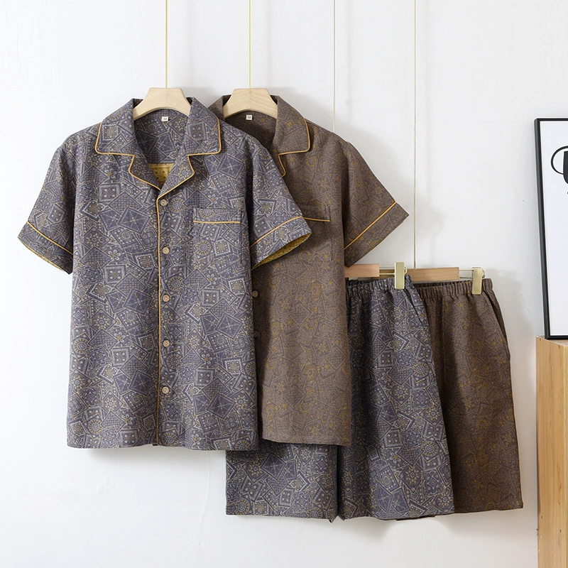 Новые мужские хлопчатобумажные трикотажные марли летние шорты с короткими рукавами