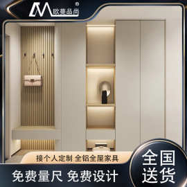 简约全铝鞋柜门口大容量衣帽挂衣柜一体靠墙入户门厅玄关铝柜定制