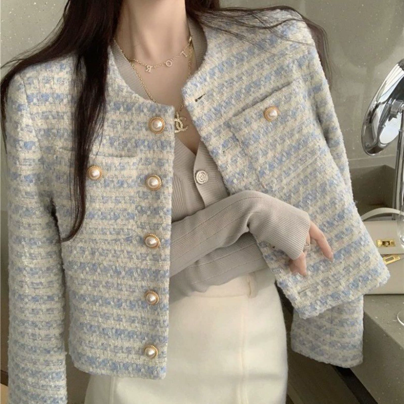 Осенний дизайн короткой куртки, стиль Chanel, французский стиль, свободный крой, городской стиль