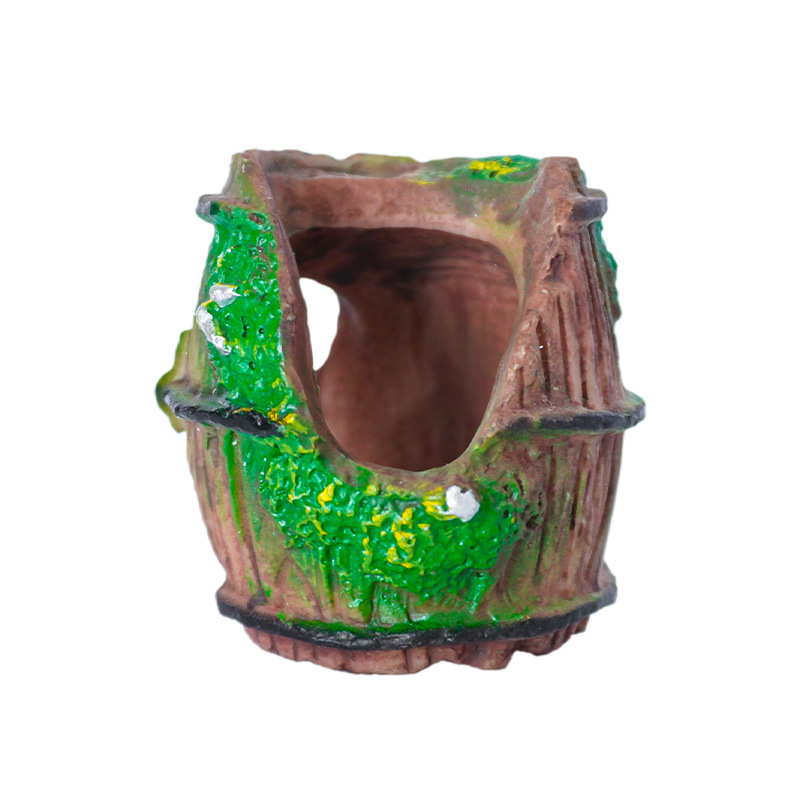 Adorno de barril de vino simulado, decoración para acuario, barril de madera de PVC, micro paisaje, nuevo estilo de pequeño barril de petróleo.