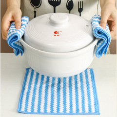 Rag wholesale cationic microfiber seamed wavy square kitchen absorbent thickened cleaning dishwashing scouring pad