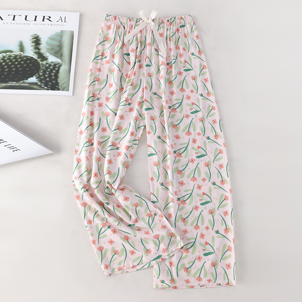 Pantalones de pijama de algodón de verano sueltos para mujeres embarazadas pantalones de piernas anchas colgantes sensación de nueve pantalones para el hogar se pueden usar fuera