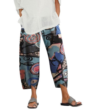 Lino de bambú 2023 nueva primavera suelta moda Impresión digital directa la fábrica pantalones casuales verano