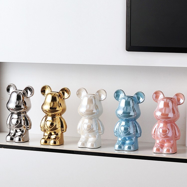 Violent Bear Light Luxury Ceramic Ornaments Desktop Living Room Entrance TV Cabinet Wine Cabinet Piggy Bank Simple Home Decorations