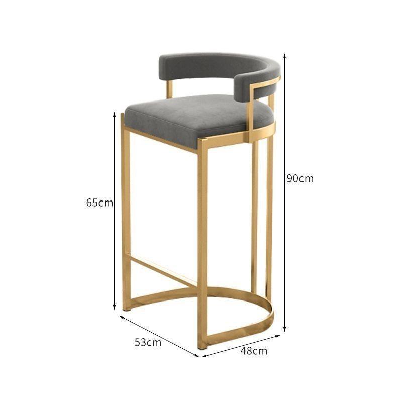 Silla de bar taburetes altos de hierro forjado respaldo casero tablero de aluminio escandinavo de lujo simple silla de bar silla alta image 14