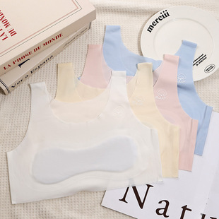 Developmental Kidsren's Ice Silk Intimates Girls' Bra Vest Thin Sports Breathable Seamless Vest Intimates Breathable