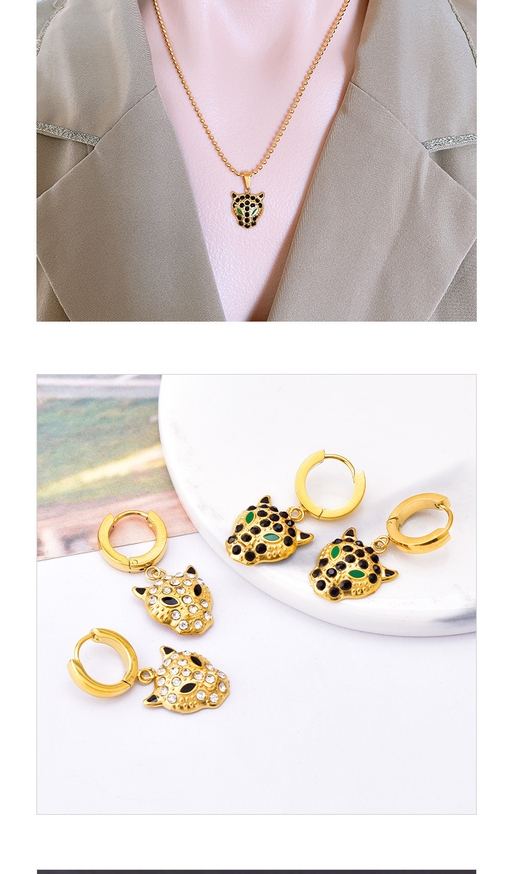 Fashion Animal Titanium Steel Plating Inlay Zircon Earrings Necklace