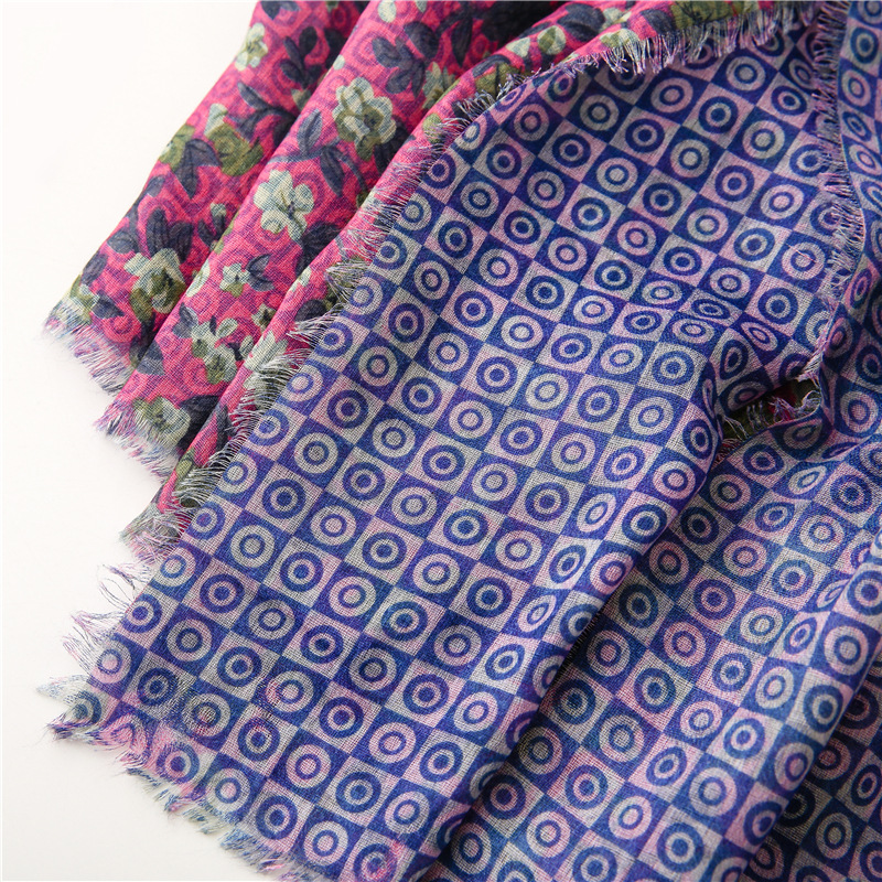 Fashion Double-sided Printing Fringe Long Gauze Scarf display picture 8