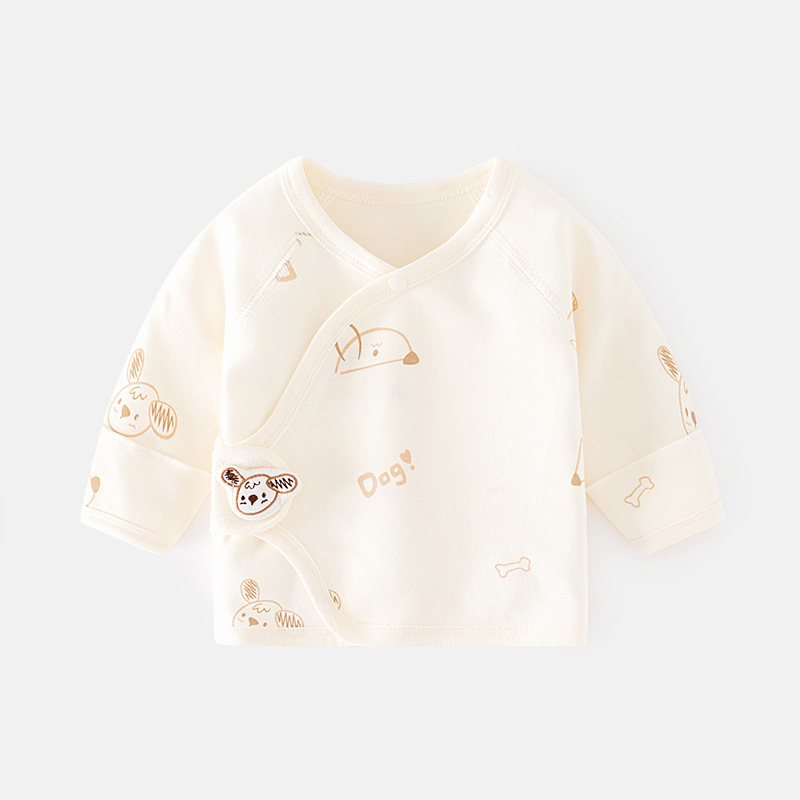 新生嬰兒內衣服無骨純棉春秋款魔術貼半背睡衣滿月和尚服寶寶上衣