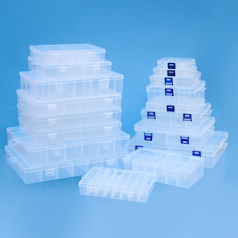 Pp Plastic Detachable Packaging Box, Transparent Compartmentalized Box with Lid, Hardware Tool Storage Box, Fishing Gear Accessories, Jewelry Storage Box