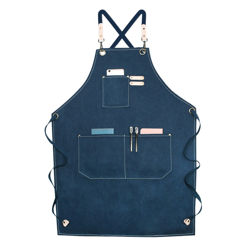 Delantal de logotipo personalizado floral leche té hornear trajes restaurante femenino engrosada lona del hotel cocina Barber Masculino