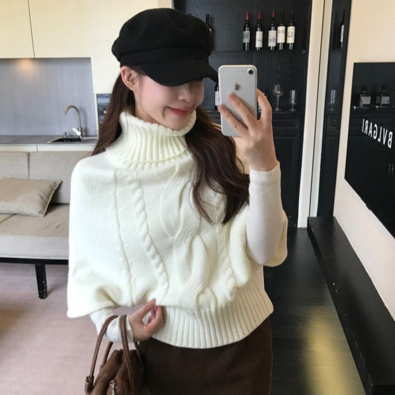 【Arctic Velvet】High-Neck Cable Knit Sweater for Women, New Autumn and Winter Korean Style, Versatile, Slimming Design, Niche Knitwear 【Arctic Velvet】High-Neck Cable Knit Sweater for Women, New Autumn and Winter Korean Style, Versatile, Slimming Design, Niche Knitwear